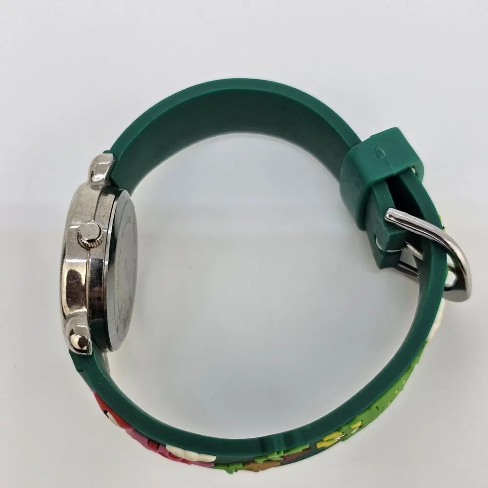 Kids Watch‎ 27MM White Dial Animal Characters Green Plastic Bands New Battery